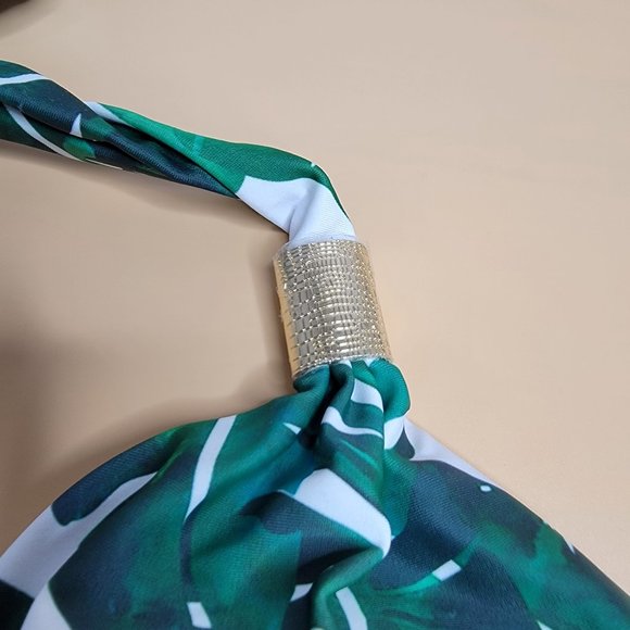 Women Green V Neck One Piece Tummy Control Ruched Swimwear size X-Large NEW - Picture 6 of 11